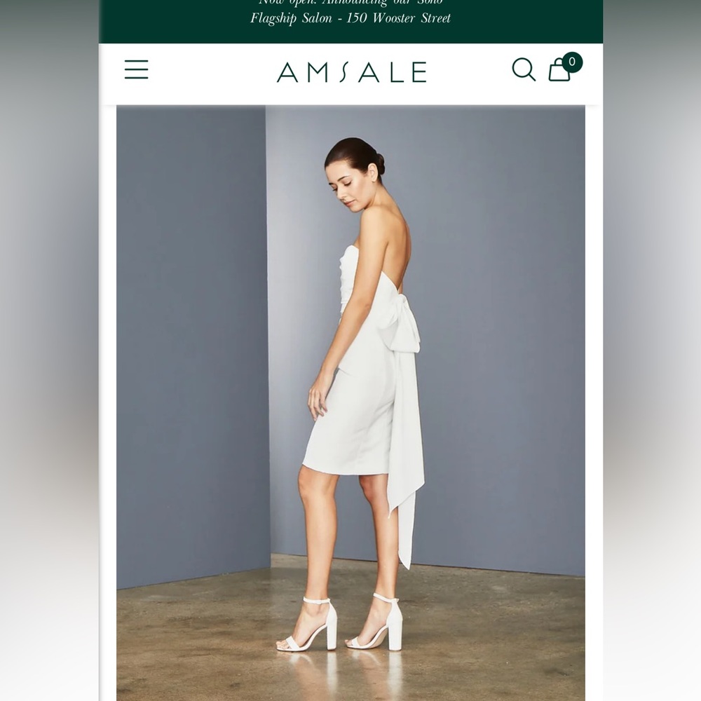 AMSALE LITTLE WHITE DRESS WITH BOW. SIZE 8. Worn once, in perfect condition.